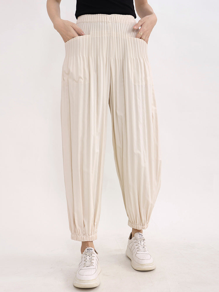 Combinaison Plissée Taille Élastique Femme