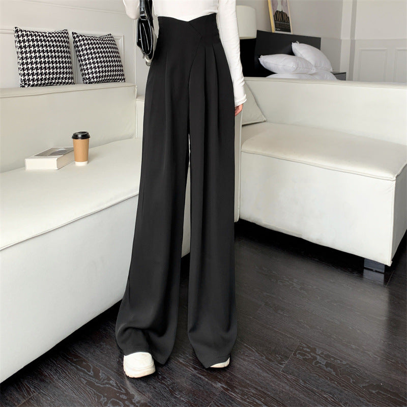 Pantalon Décontracté Femme Plissé Détail Nervuré