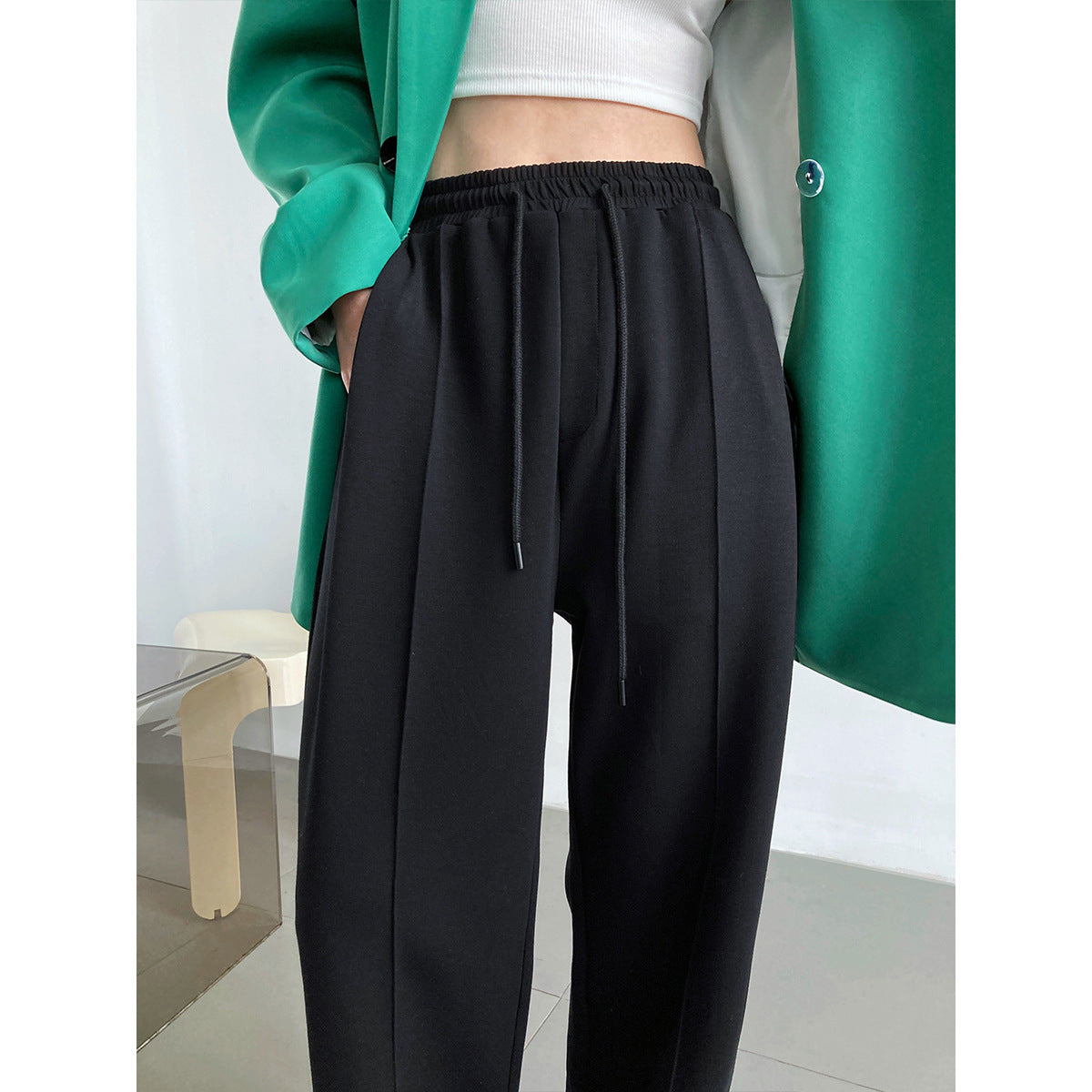 Pantalon Large Décontracté Femme Taille Élastique