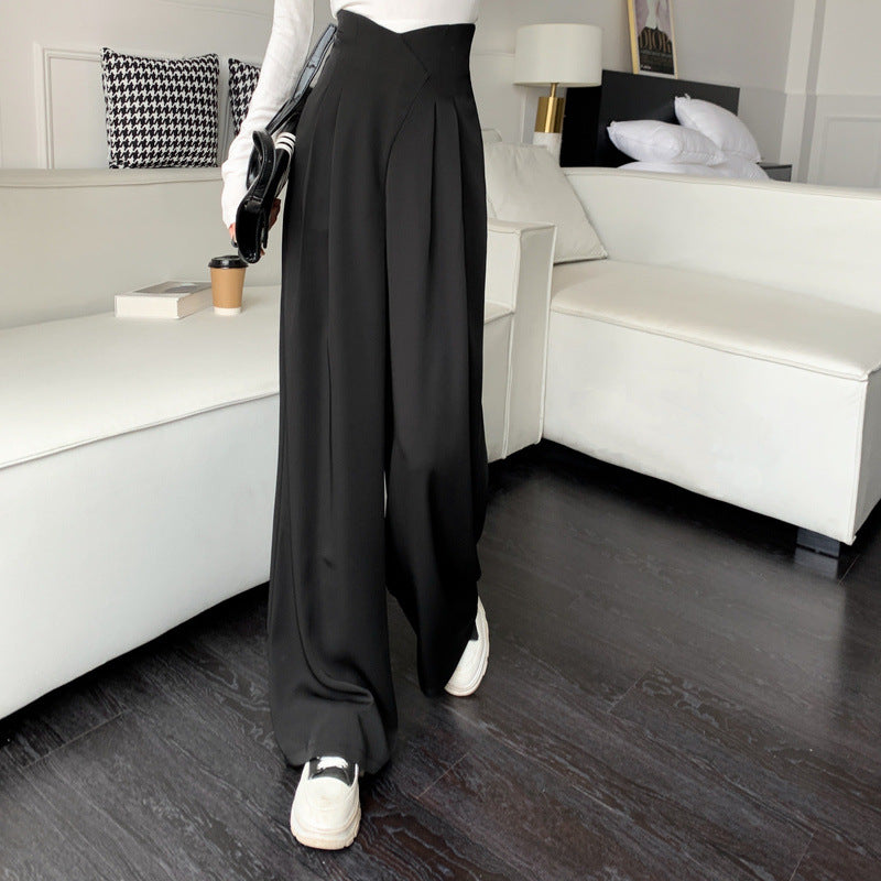 Pantalon Décontracté Femme Plissé Détail Nervuré