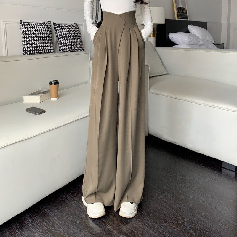 Pantalon Décontracté Femme Plissé Détail Nervuré