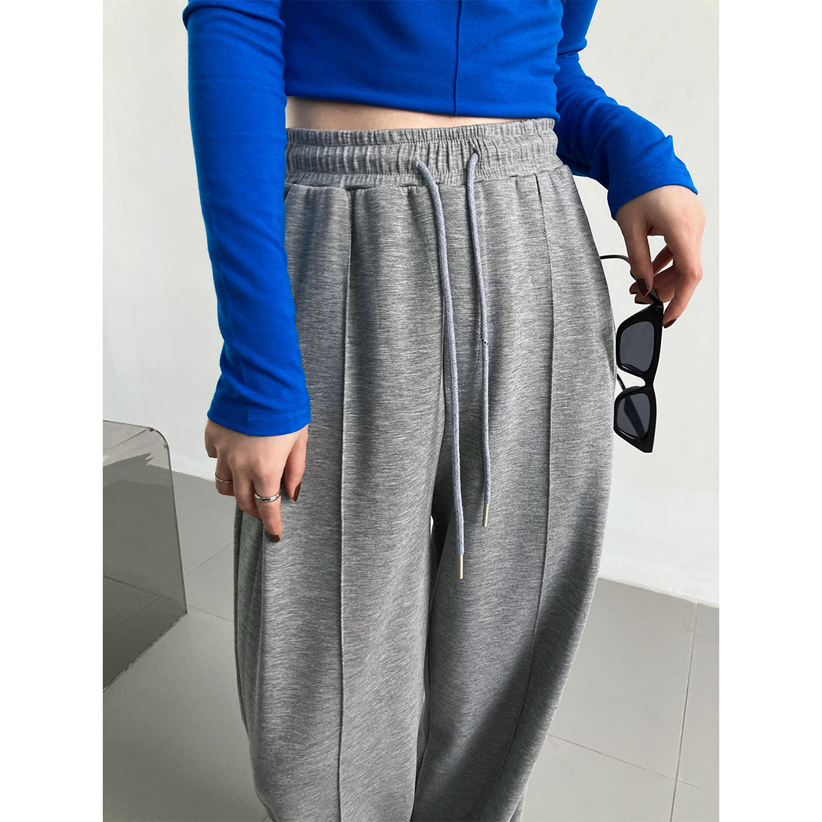 Pantalon Large Décontracté Femme Taille Élastique
