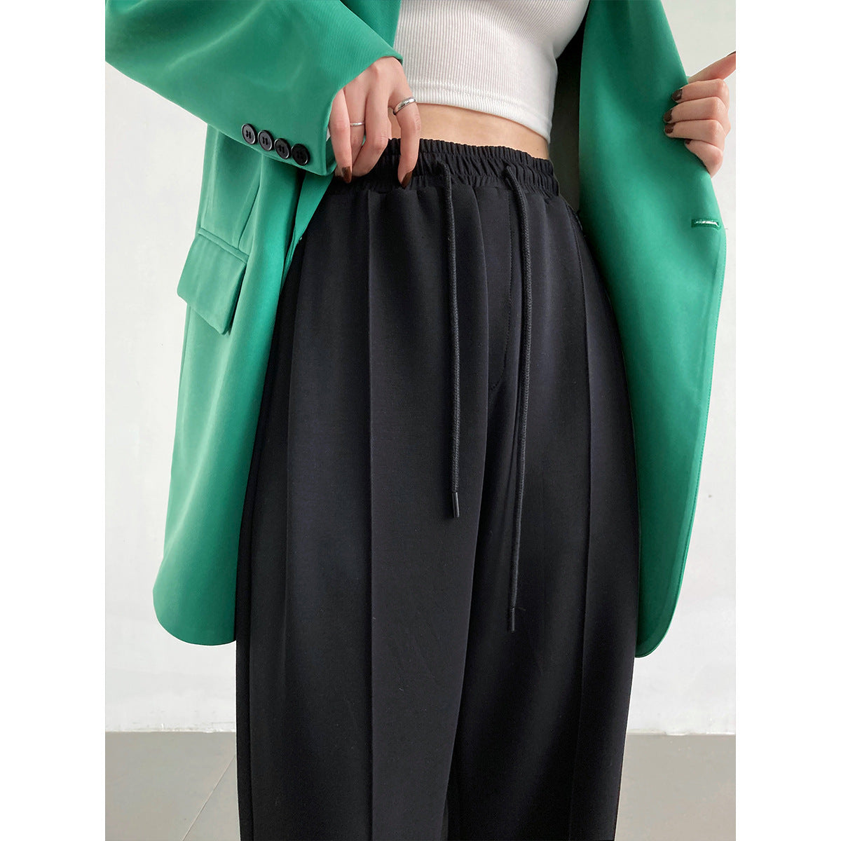 Pantalon Large Décontracté Femme Taille Élastique