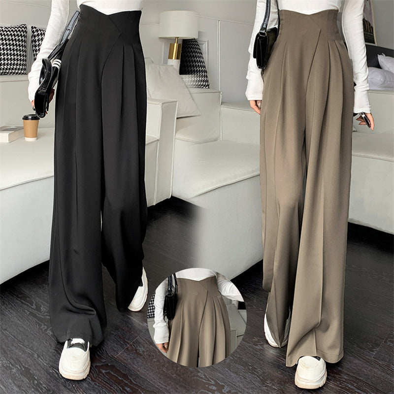 Pantalon Décontracté Femme Plissé Détail Nervuré