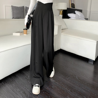Pantalon Décontracté Femme Plissé Détail Nervuré