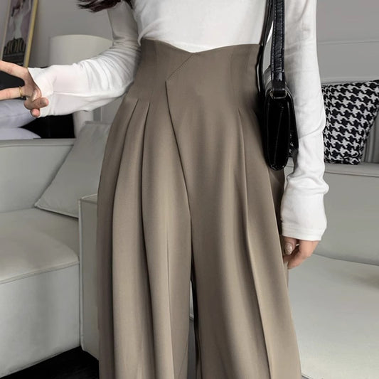 Pantalon Décontracté Femme Plissé Détail Nervuré