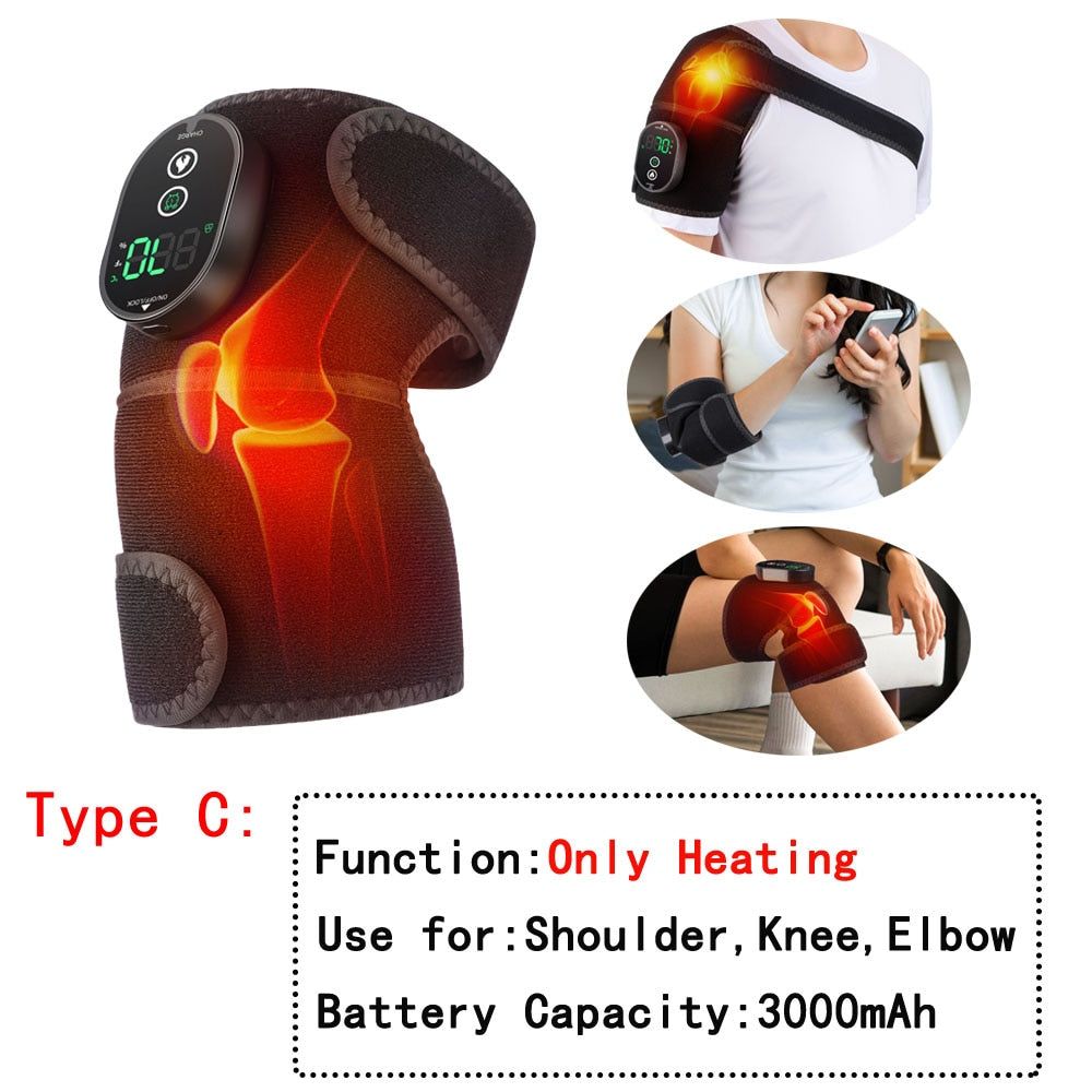 Eletric Heated Knee Massager Vibrator Joint Knee Pad Physiotherapy Knee  Brace For Arthritis Pain Relief Rechargeable Heating Pad